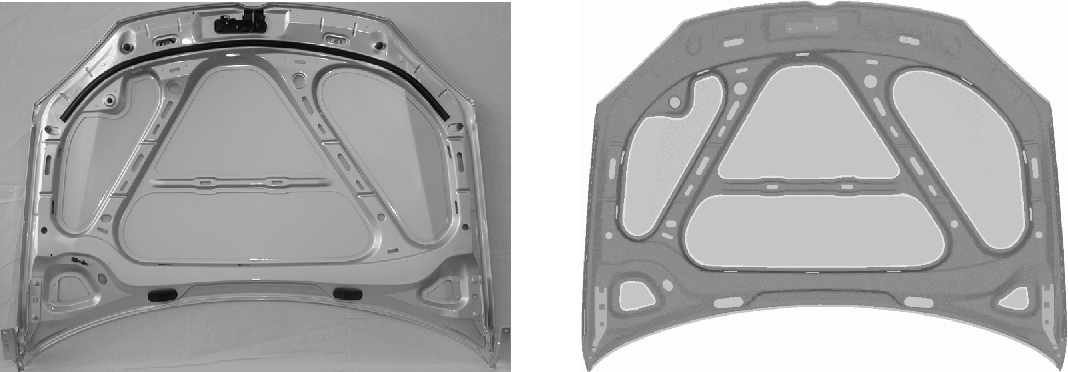 Simulation of a Vehicle Hood in Aluminum and Steel Aluminum Engine Hood for 2009-2018 Dodge RAM 1500 W/Hood Scoop Factory Installed Hood Panel 68160235AF